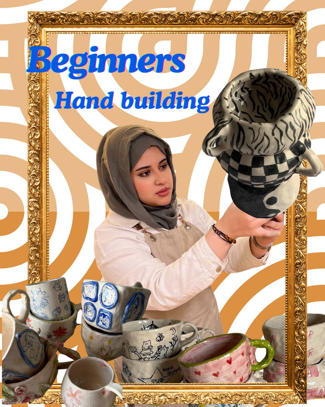 Ceramic cup hand building class ورشة صناعة الكوب اليدويه للمبتدئين